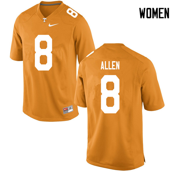 Women #8 Jordan Allen Tennessee Volunteers College Football Jerseys Sale-Orange